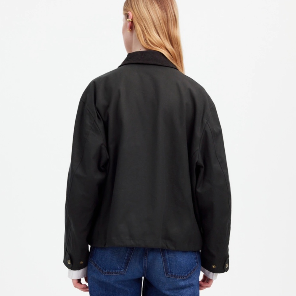 New Madewell x Alpha Industries Size L Waxed Cotton Car Coat Black $265 NS730 - Picture 5 of 6